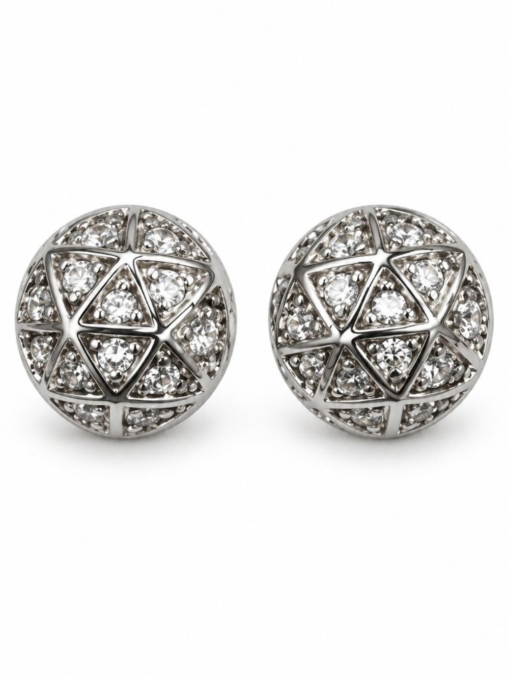 Mila Silver Geometric Crystal Stainless Steel Stud Earrings